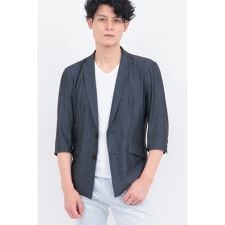 ZERO by TORNADO MART∴エアトリコットツィードプリント7分袖ジャケット