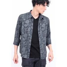 TORNADO MART∴ボタニカルシフォンカットジャカード７分袖シャツ