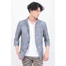 TORNADO MART∴HTフラワーデニムプリント柄7分袖スタンドジャケット