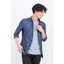 TORNADO MART∴HTフラワーデニムプリント柄7分袖スタンドジャケット