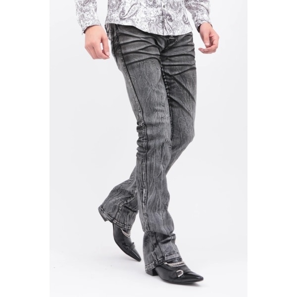 新品未使用タグ付き✨トルネードマート フレアスラックス シルバー ラインストーン ZERO by TORNADO MART∴Primeflexツィードジャージースラックス