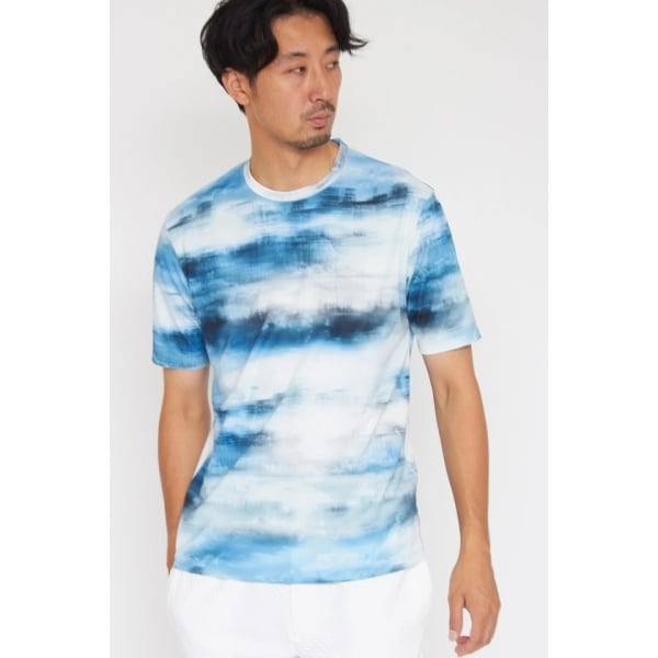 HIGH STREET∴ミスティープリント鹿の子クルーネック半袖カットソー HIGH STREET∴ミスティープリント鹿の子クルーネック半袖