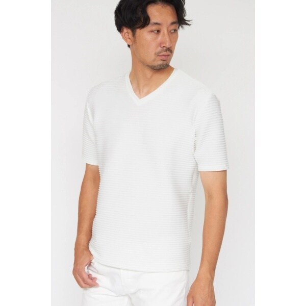 HIGH STREET∴ROUGHプリント鹿の子クルーネック半袖Tシャツ
