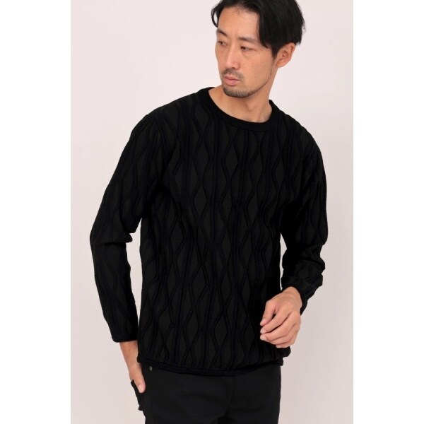 ハイストリート（HIGH STREET）/HIGH STREET∴ケーブルモールリンクスクルーネックニット HIGH STREET∴ケーブルモールリンクスクルーネックニット | ハイ