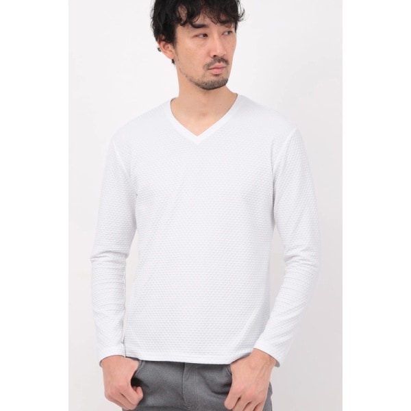 HIGH STREET∴RIPAトライアングルモノグラム長袖Vネックカットソー