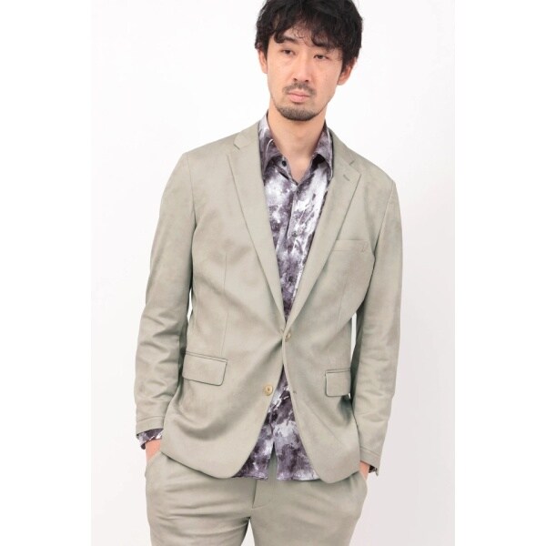 HIGH STREET∴ストレッチレザー調プリントジャケット