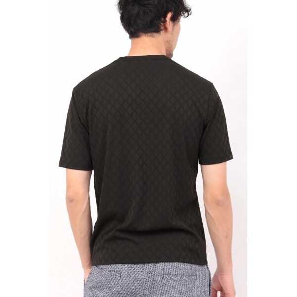 ハイストリート（HIGH STREET）/HIGH STREET∴アラベスク柄ジャカードVネック半袖カットソー HIGH STREET∴アラベスク柄ジャカードVネック半袖カットソー | ハイ