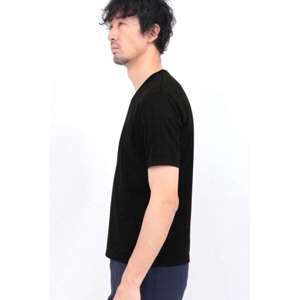 HIGH STREET∴ABSランダム針抜きテレコ半袖Vネックカットソー HIGH STREET∴ABSランダム針抜きテレコ半袖Vネックカットソー