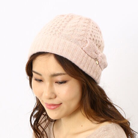 手洗いできるカシミヤ ラメ入りケーブル編みリボンニットキャップ レディース帽子 フルラ Furla ファッション通販 マルイウェブチャネル