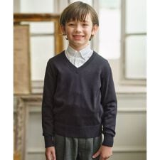 【100-130cm】Vネック プルオーバー ニット