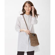 洗える】BEZ コットンリネン ストライプ チュニック ブラウス | J 