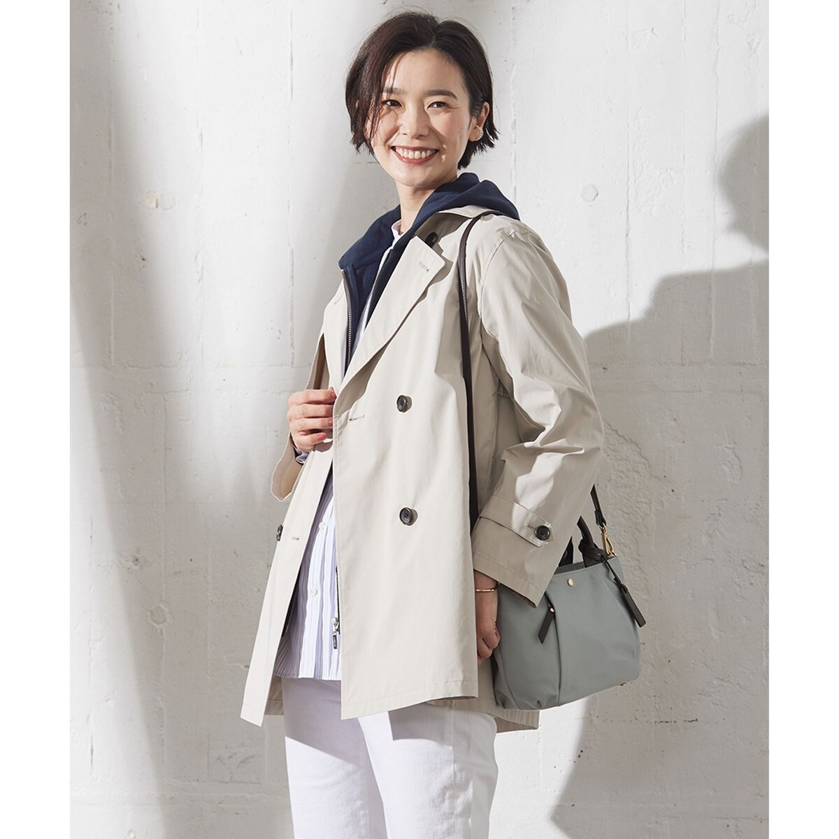 洗える・撥水】Reポリアーティローザ ダブル トレンチコート | J