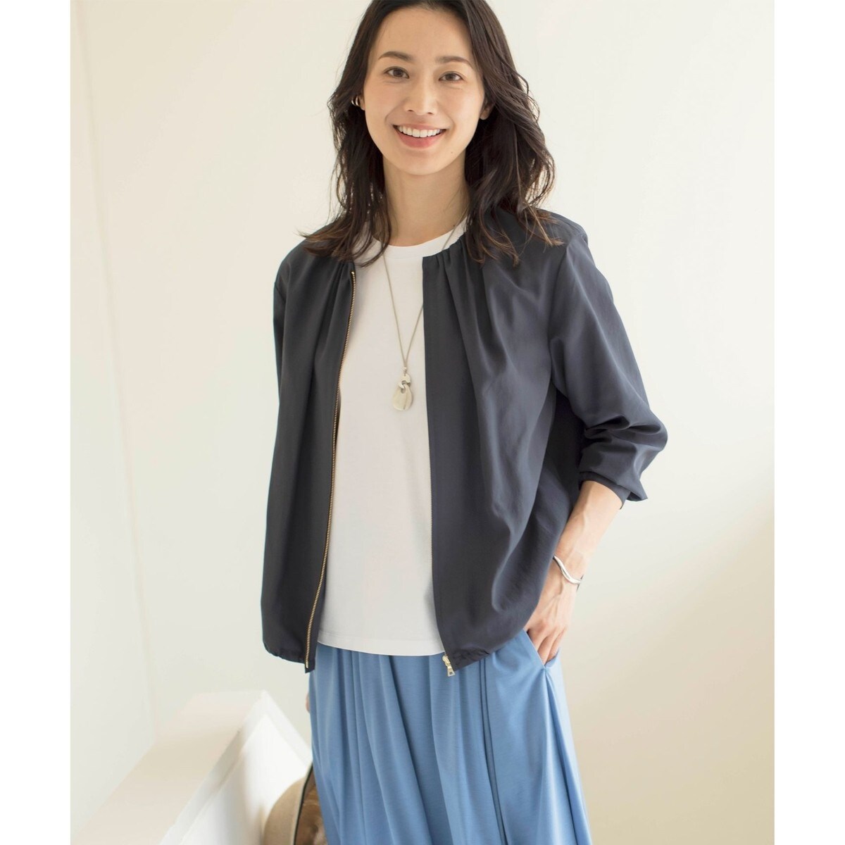 WEB限定】パイルジャージー ノーカラー ブルゾン | Jプレス(J.PRESS