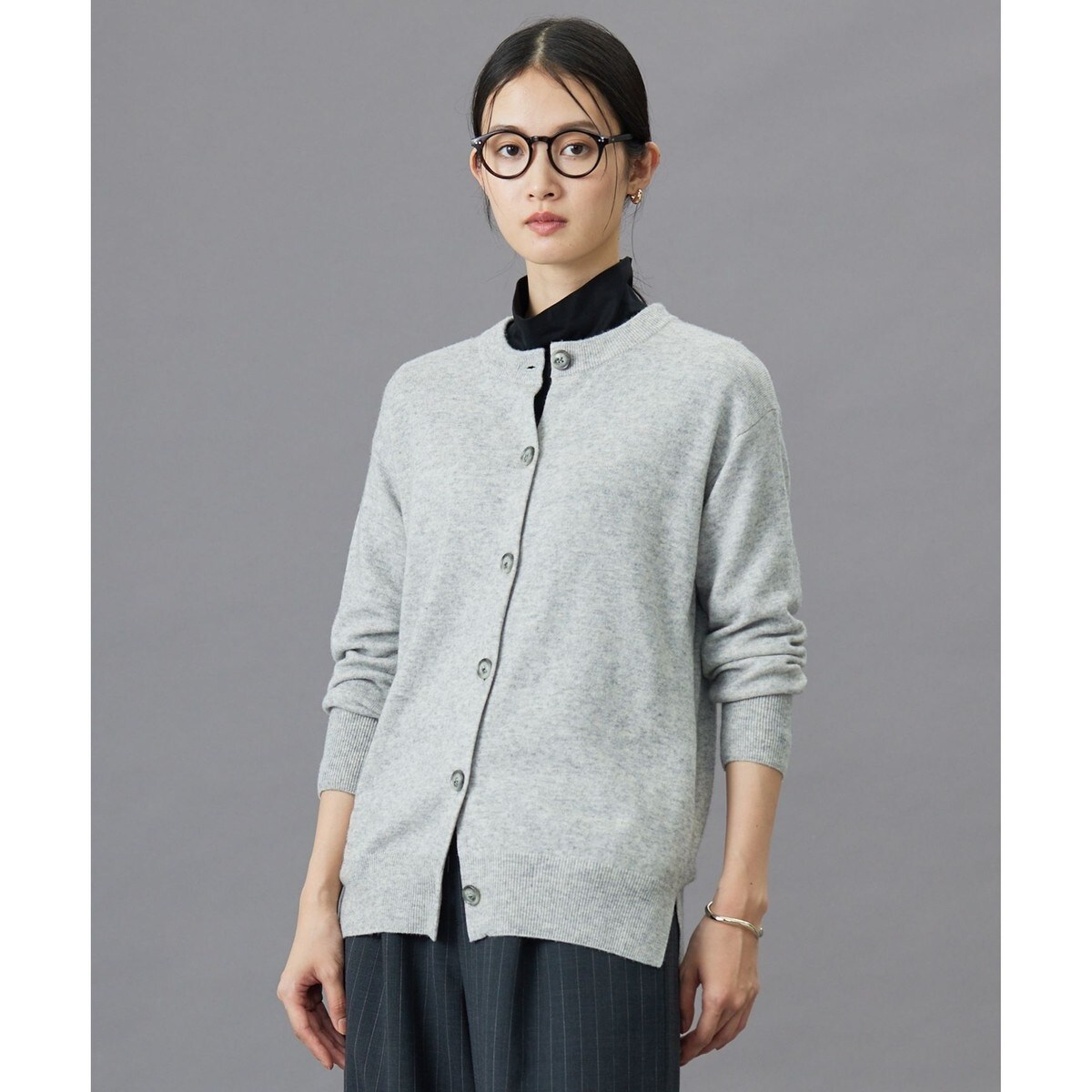 【Charme par Eclat】ウォッシャブル　レース×リブカーディガン リリアンビューティ エクラ Liliane Burty ECLAT 【Charme par