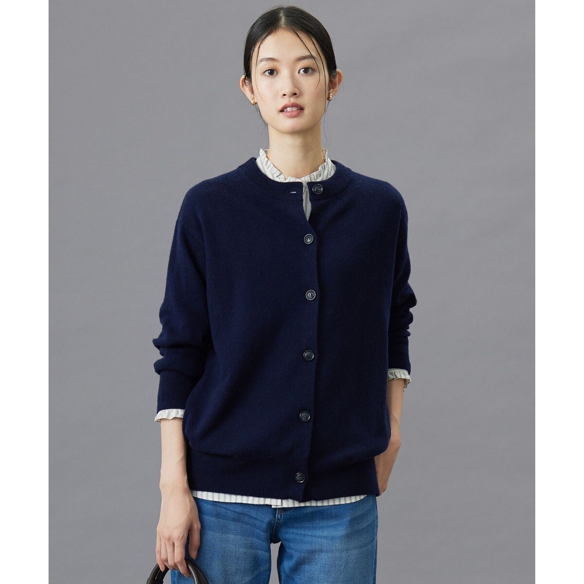 Charme par Eclat】ウォッシャブル レース×リブカーディガン