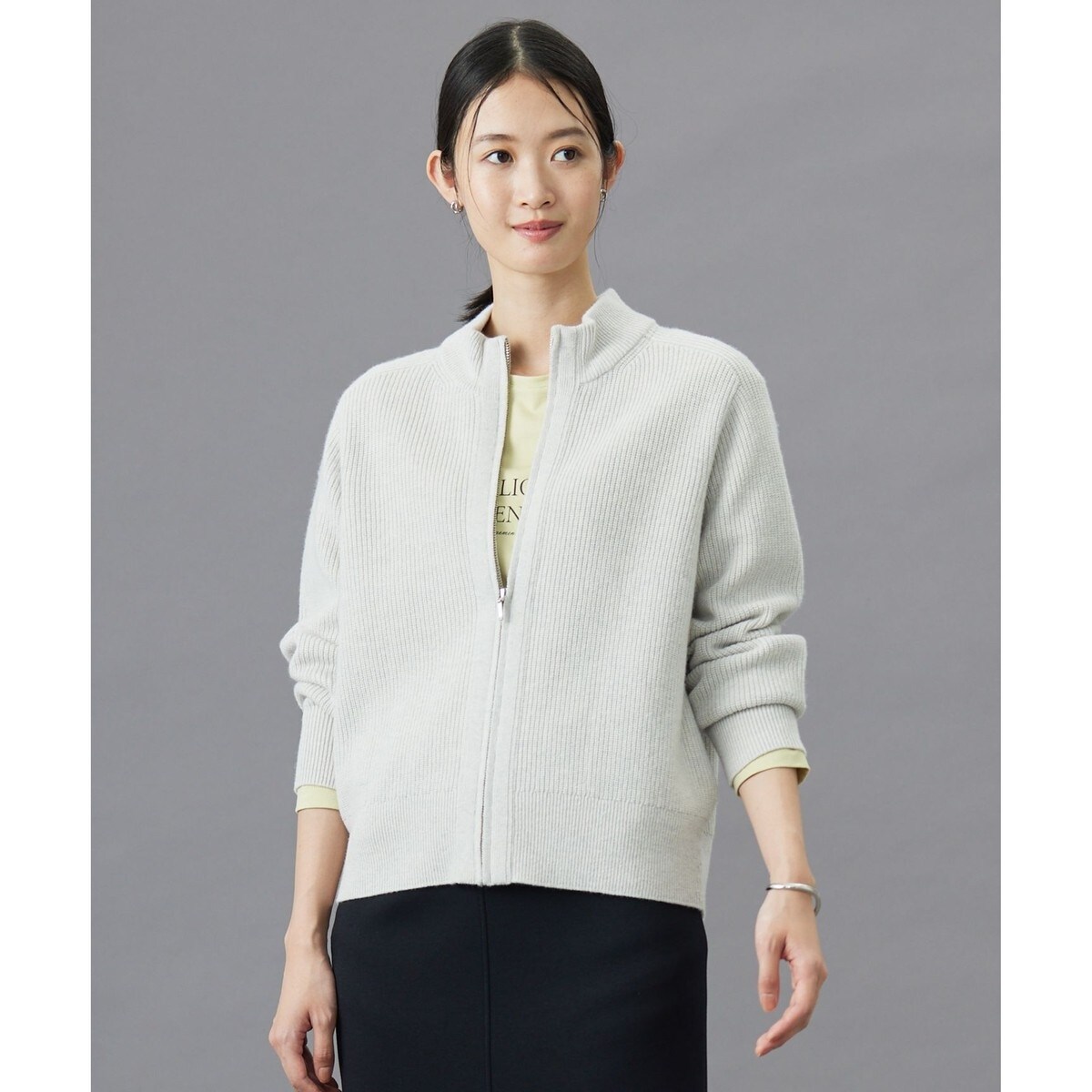 洗える】Cotton Acetate パネルボーダー プルオーバー ニット