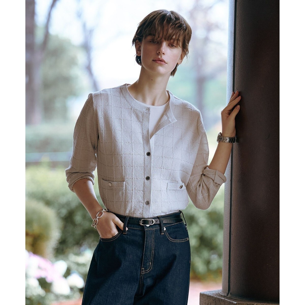 【洗える】MIX COLOR SLUB ケーブル ニット 洗える】MIX COLOR SLUB ケーブル ニット / J.PRESS LADIES S