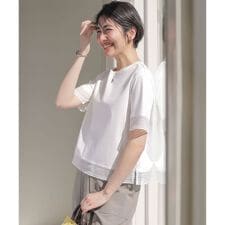 【洗える】スムースジャージー レース カットソー
