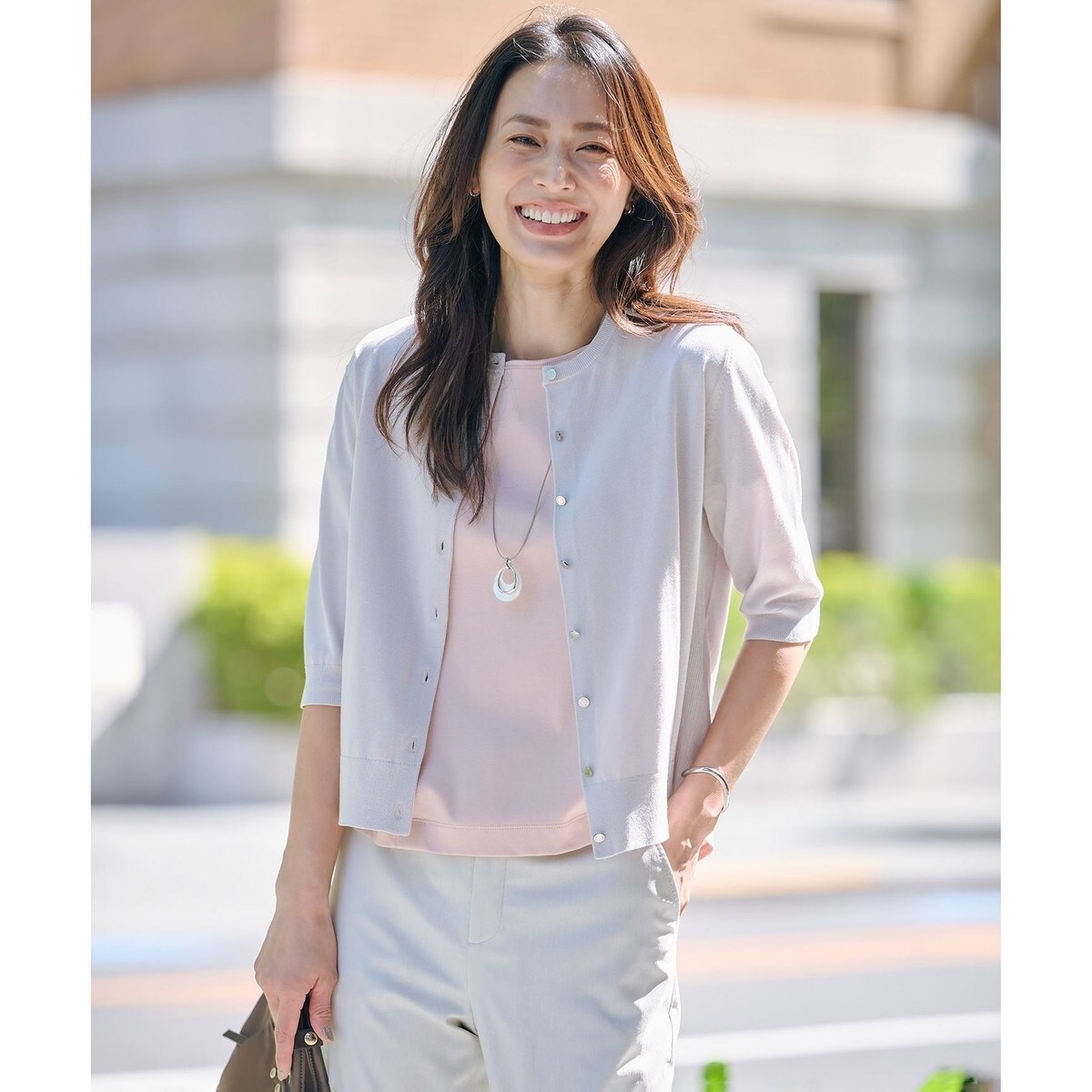 Ｊプレス（J.PRESS）2023SS 洗える・抗菌防臭 カーディガン 洗える・抗菌防臭】COTTON ACETATE DRY バタフライスリーブ
