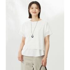 【WEB限定カラーあり・洗える】レースドッキング カットソー