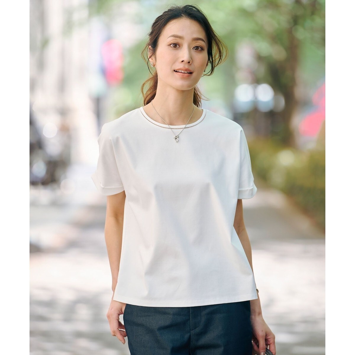 J.press【接触冷感】プレーティングジャージー ペプラム カットソー J.PRESS｜【接触冷感】プレーティングジャージー ペプラム