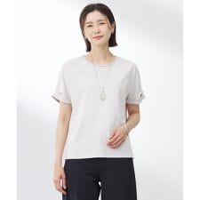 【WEB限定カラーあり・洗える】コットンスムース ハシゴレース カットソー