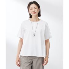 【洗える】コットンスムース バック プリーツ カットソー