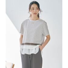 【洗える】パネルボーダー Tシャツ