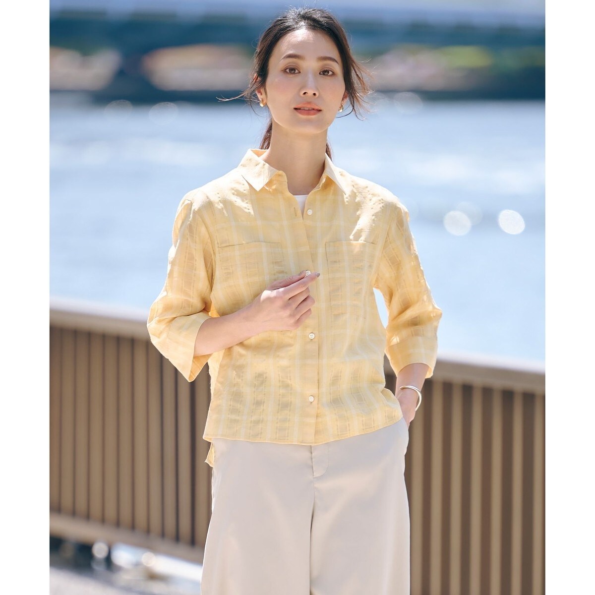 洗える】SHEER チェック シャツ ブラウス | Jプレス(J.PRESS 