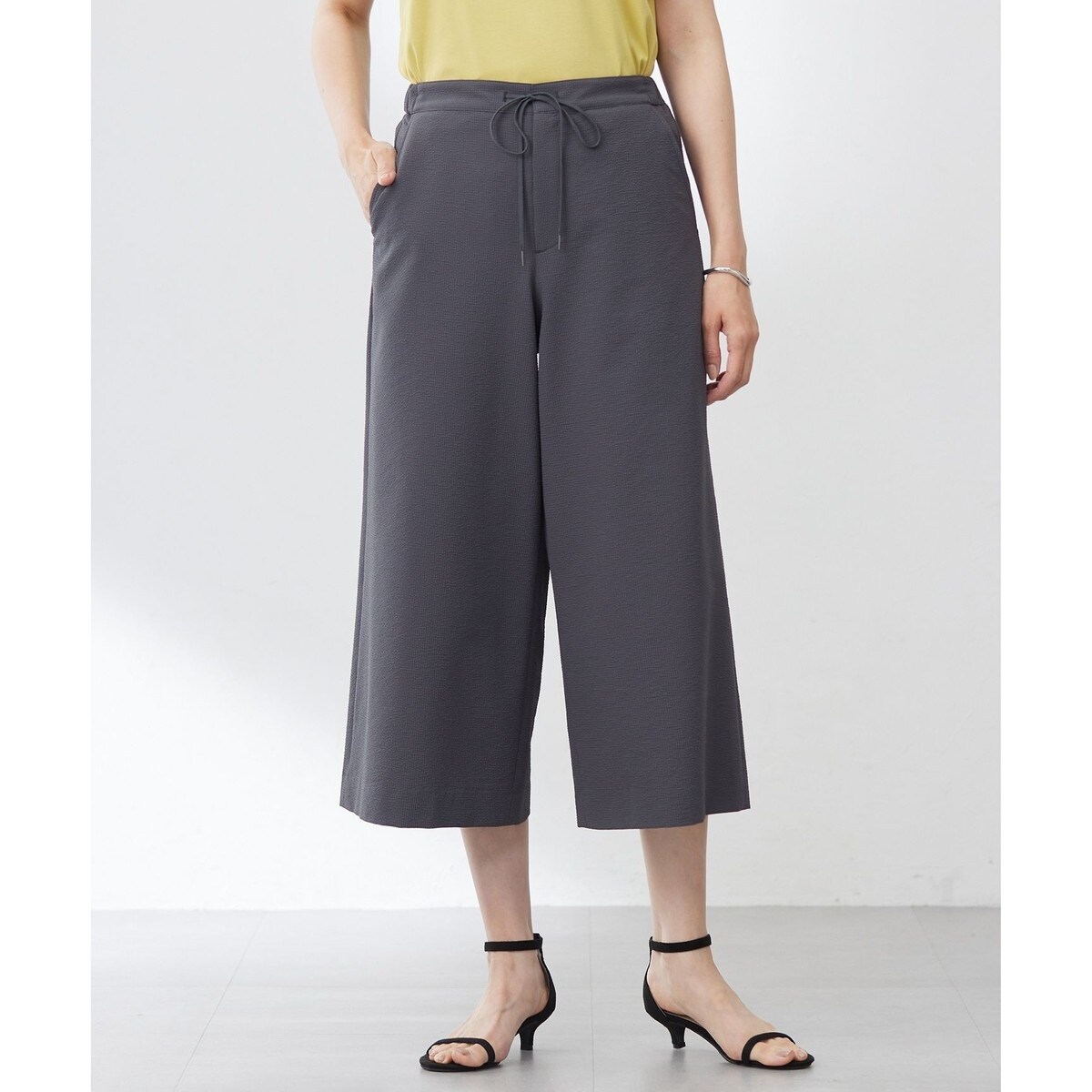 【洗える・吸水速乾】DRYライトサッカー クロップド パンツ