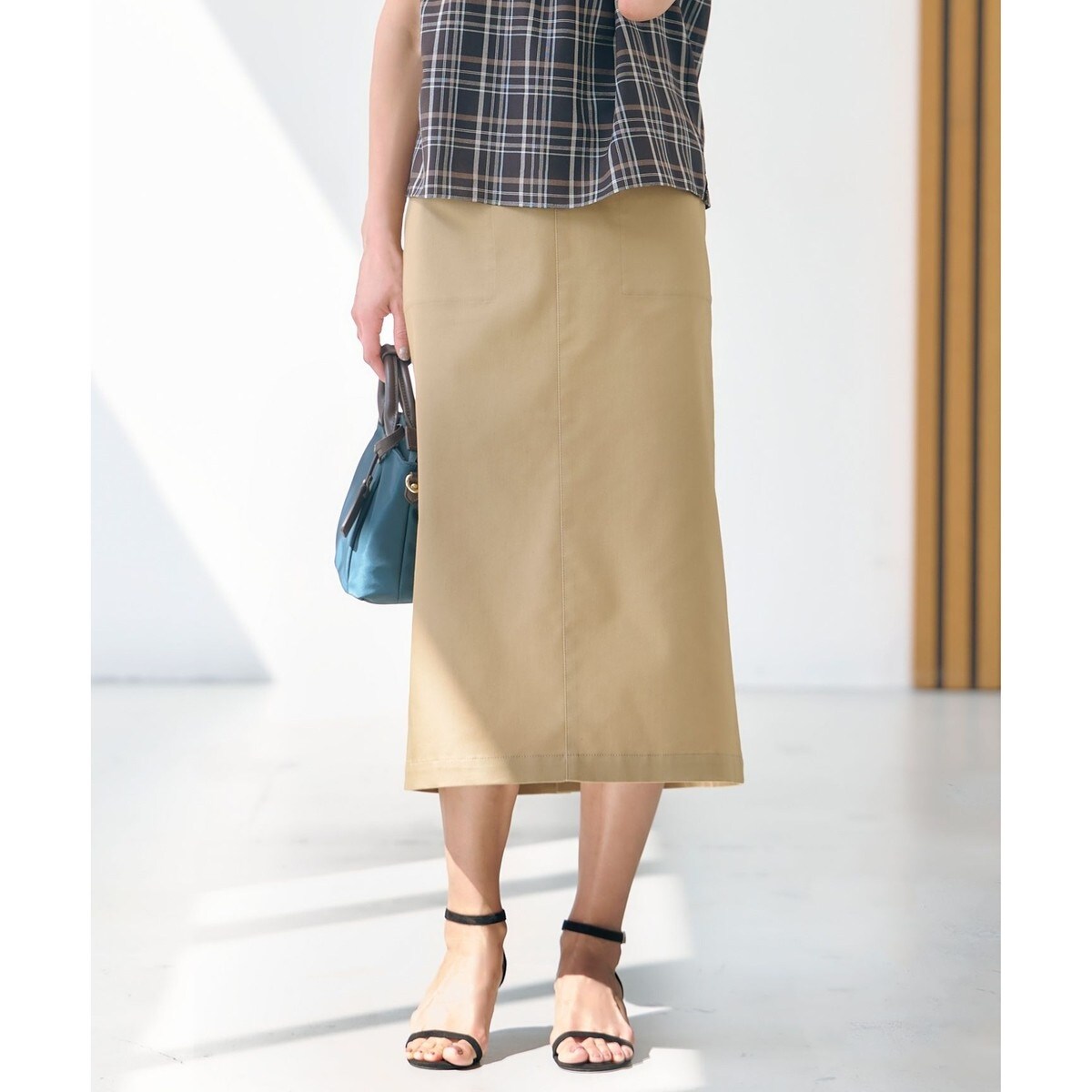 洗えるウエストゴムセットアップ可】リネン裏毛スカート