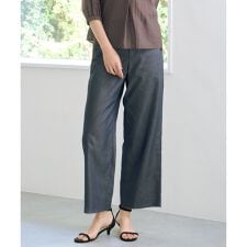 【洗える・防シワ・速乾】ツイルシャンブレー ワイド パンツ