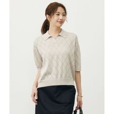 【洗える】COTTON POLYESTER ポロ ニット