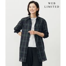 【WEB限定カラーあり・洗える】SOFT SHEER チェック ロング シャツ