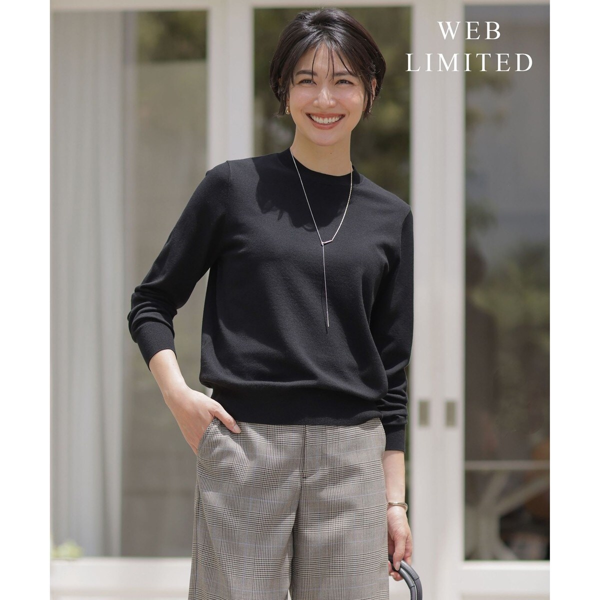 【WEB限定・洗える】シンセティックヤーンスムース ペプラムニット WEB限定・洗える】シンセティックヤーンスムース ペプラムニット