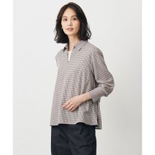 【洗える】サイロチェック スキッパー ブラウス
