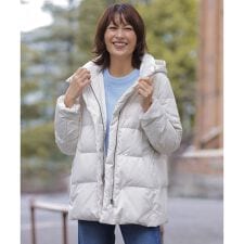 【洗える・2way】タフタダウン ミドル丈 コート