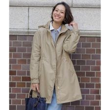 【2way・ライナー付き】スパンライクナイロンタッサー フーデッド コート