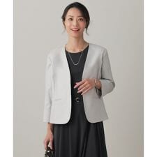 OXIJEWEL ストレッチ ノーカラー ジャケット