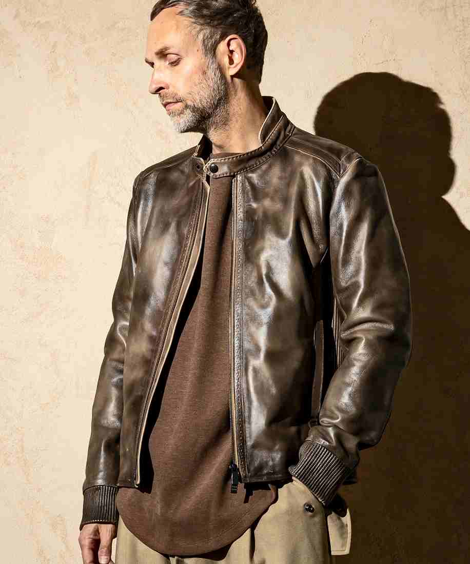 新品　C DIEM シープレザーグラデーションハリントンジャケット　ブルゾン　L C DIEM(カルペディエム)シープレザーグラデーションハリントン