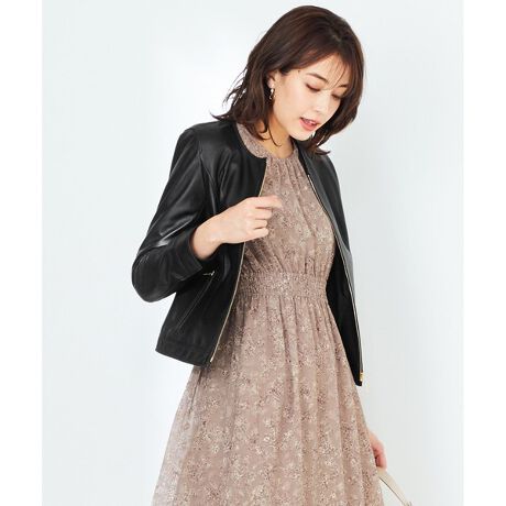 本革】ノーカラーラムレザー ジャケット | エニィスィス(ANY SIS 