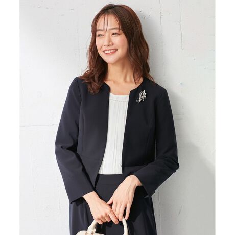 リボンヤーンライトツイード ジャケット ノーカラージャケット ANY SIS エニィスィス のファッション通販