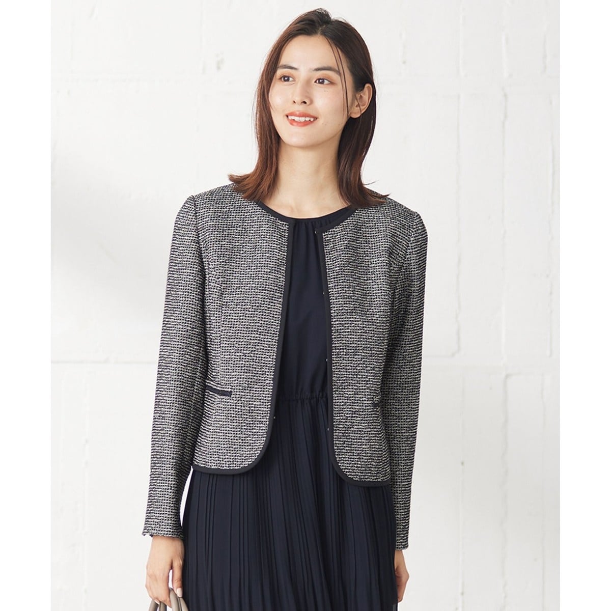 grove 高見え間違いなし！こだわり仕立てのツイードジャケット 金ボタン grove 高見え間違いなし！こだわり仕立てのツイードジャケット