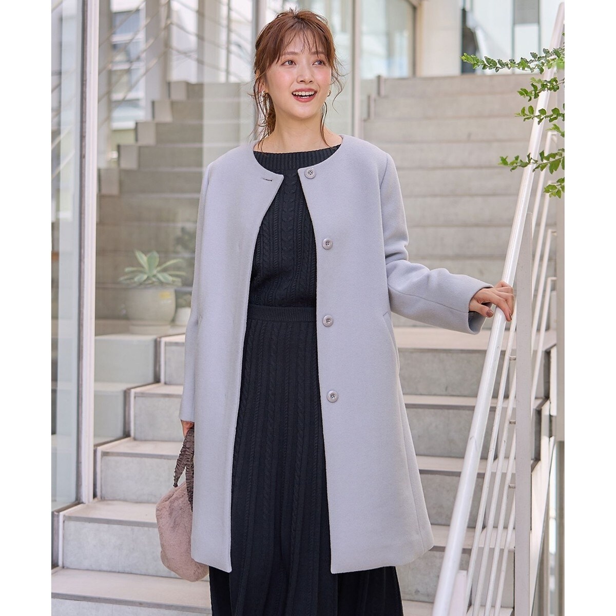 ファインウールモッサ ノーカラーコート | エニィスィス(ANY SIS