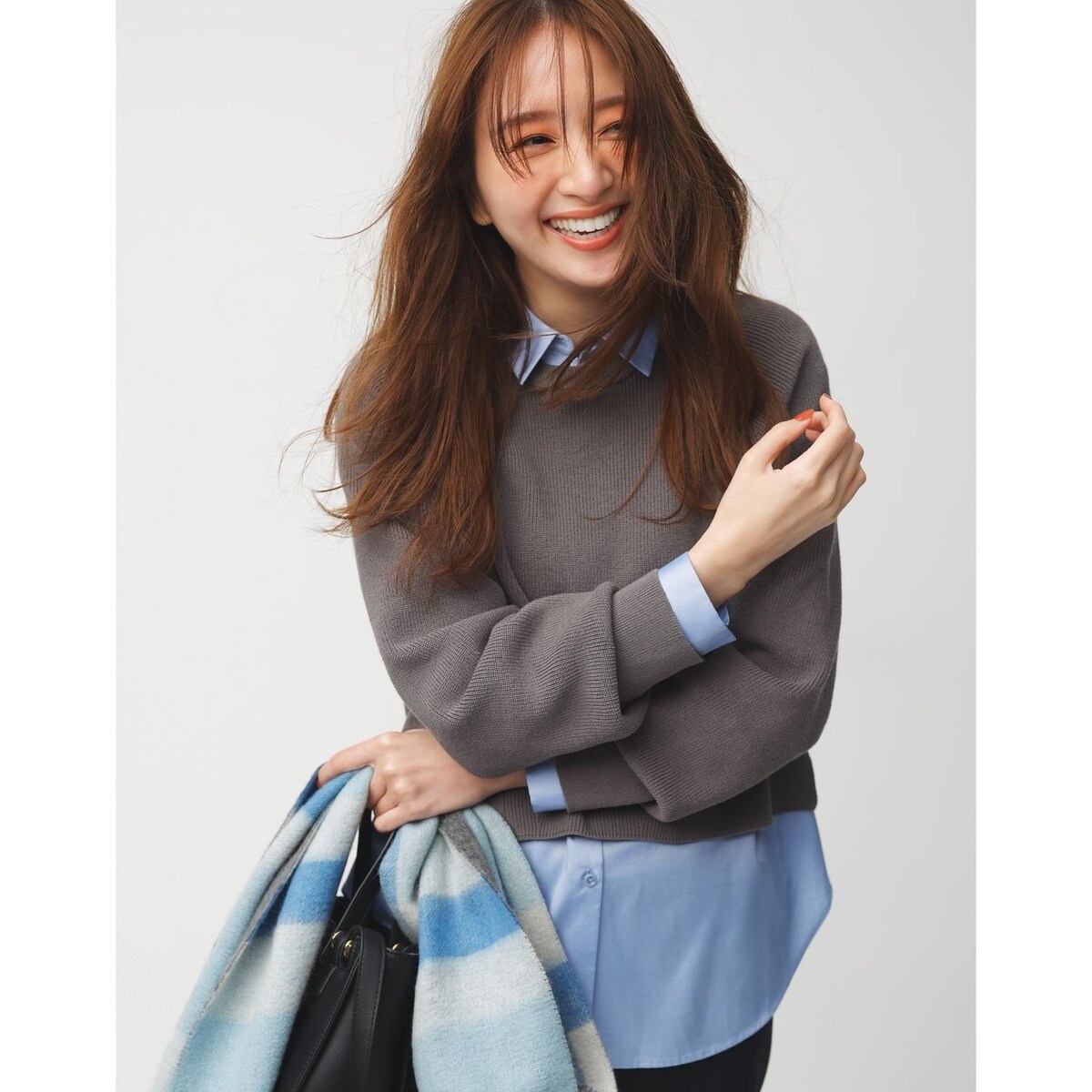 ニット セーター 「BAILA12月号掲載・貴島明日香さんコラボ」ニットレイヤード シャツ ツインセット レディース セール】【BAILA12月号掲載・貴島明日香さんコラボ】ニット