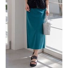 【UVケア ・ストレッチ・洗える】2WAYジョーゼットジャージーナロー スカート