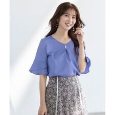 【接触冷感・UVカット・速乾】スムージーポリエステル フレアスリーブ ブラウス