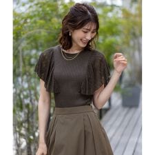 【洗える】レーシーフレアスリーブ ニット