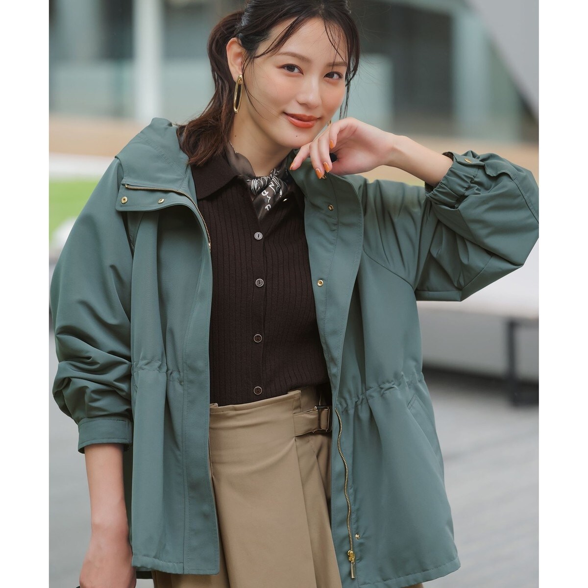 美品✨アダムエロペ 【サステナブル】スタンドカラーブルゾン オフホワイト 洗える ADAM ET ROPE'（アダムエロペ）の「【サステナブル】スタンド