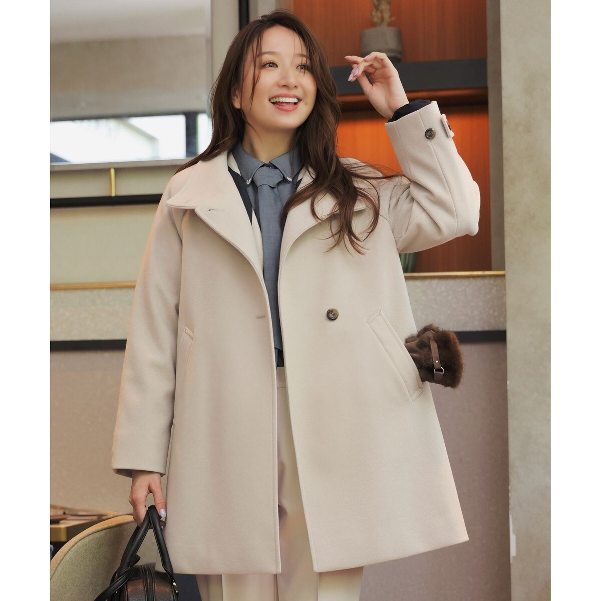 ウールライクスタンドカラー ミドルコート | エニィスィス(ANY SIS